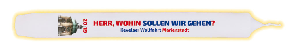 Herr, wohin sollen wir gehen? Extra große Opferkerze aus Kevelaer, dem Wallfahrtsort am Niederrhein.